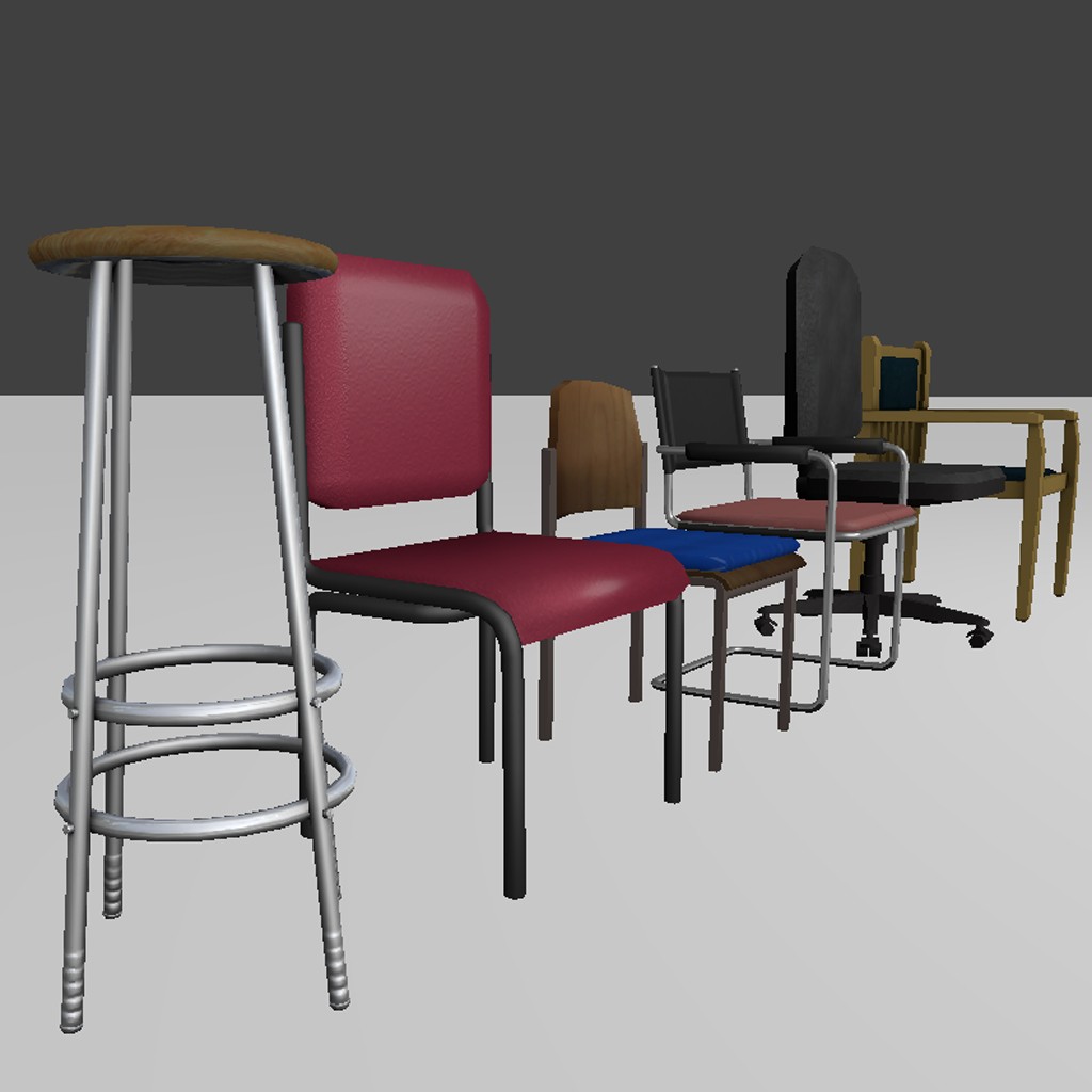 Low-Poly-Chair-Set preview image 1
